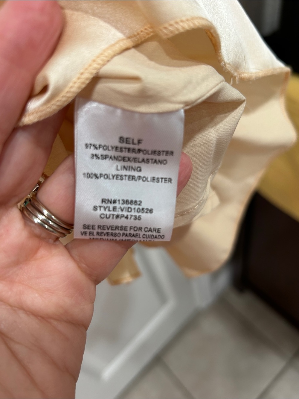 The Vintage Shop Satin V-Neck Tie-Shoulder Dress in Champagne - Picture 4 of 4